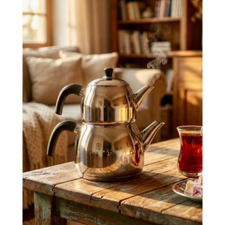 Hisar Hera Midi Çelik Çaydanlık Siyah