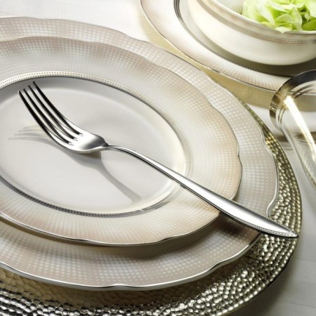 Kütahya Porselen BNOLY62YT4309282 Bone Olympos 12 Kişilik 62 Parça Yuvarlak Platin Yemek Takımı