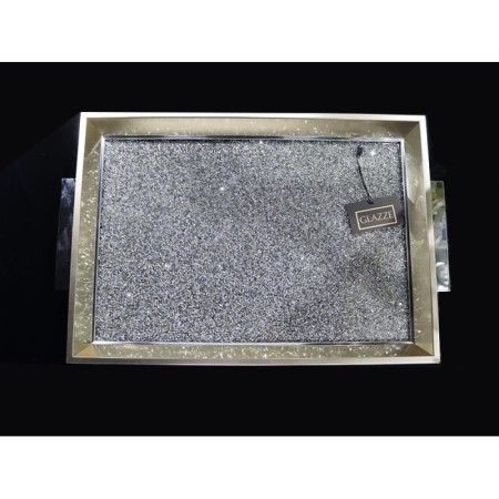 Glazze Gümüş Taşlı Dikdörtgen Tepsi (C227.0002)