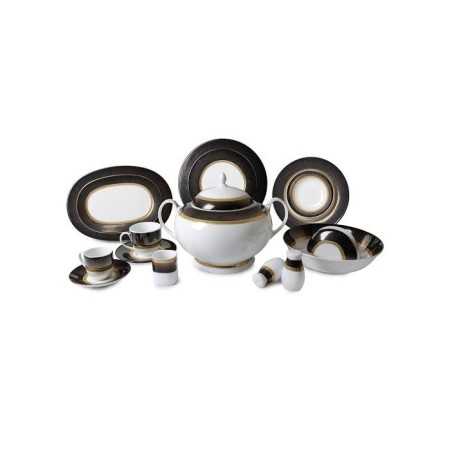 Lively İpek 12 Kişilik 84 Parça Yuvarlak Yemek Takımı Black OG-6484