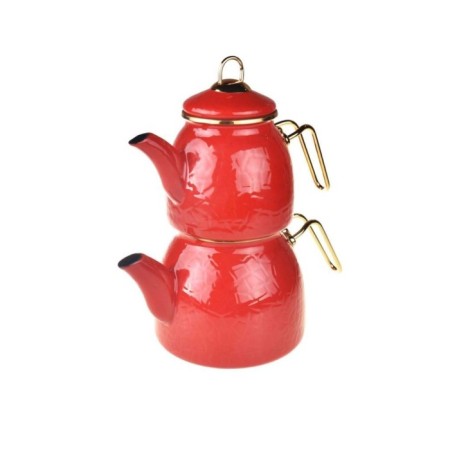 Taşev Sultan Rölyefli Kırmızı Çaydanlık Takımı T3306