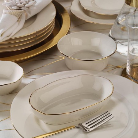 Kütahya Porselen INBNKL16KH20 6 Kişilik 16 Parça İnci Bone Yuvarlak Kahvaltı Takımı