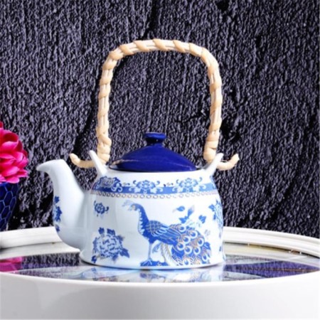 Kosova Geyşa Hasır Saplı  Porselen Bitki Çayı Demlik BGZ-0004