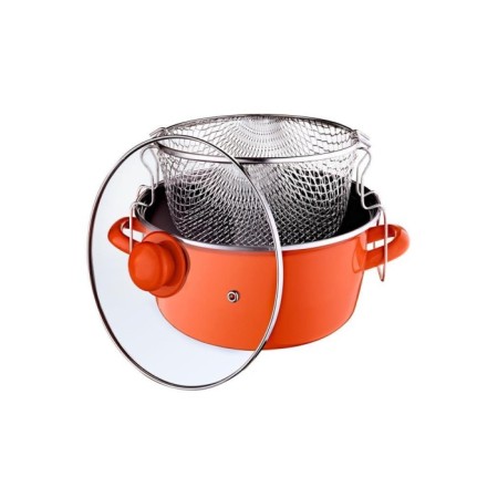 Taşev Sultan Emaye Kulplu Kızartma Tenceresi Turuncu T4574