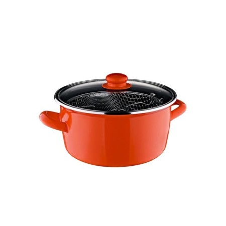 Taşev Sultan Emaye Kulplu Kızartma Tenceresi Turuncu T4574