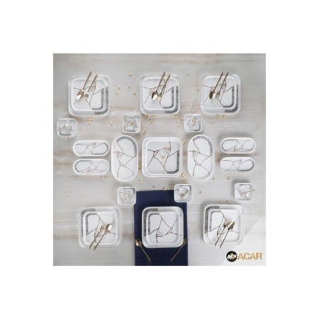 Acar Porselen 6 Kişilik 25 Parça Kare Brunch Set NJT-012255