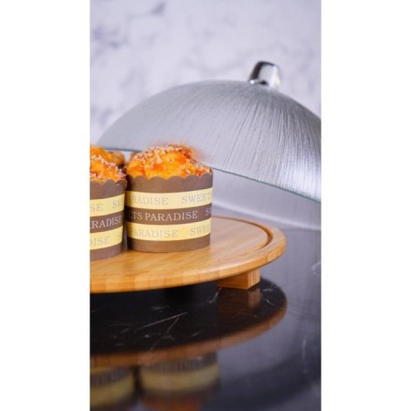 Bambum Kuga Cam Kapaklı Kek Fanusu Düşük Ayaklı 26 Cm B3952