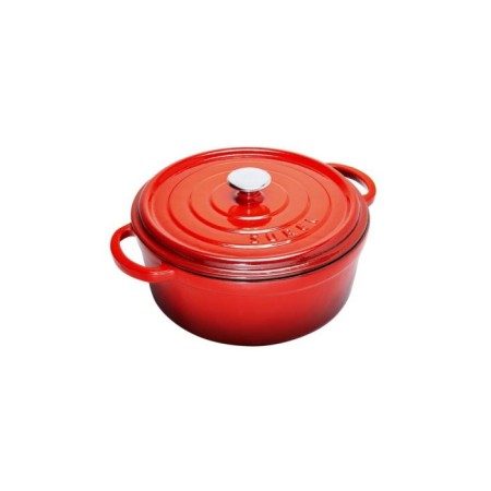 Parlak Mat Emayeli Degrade Kırmızı 32 Cm Yuvarlak Tencere