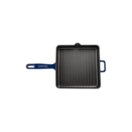 Parlak Mat Emayeli 25*25 Cm Kare Izgara Tava Parlak Koyu Mavi