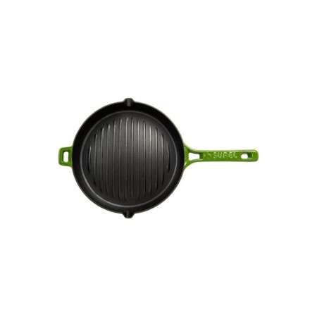 Parlak Mat Emayeli Degrade Koyu Yeşil 26 Cm Yuvarlak Bombe Izgara Tava