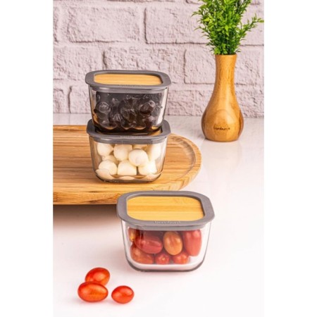 Bambum Trios 3'Lü Sızdırmaz Kapaklı Kahvaltılık Küçük Gri B5322