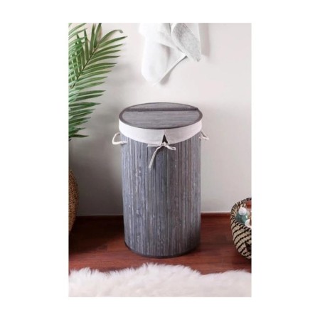 Bambum Linen Çamaşır Sepeti Yuvarlak Gri H5769