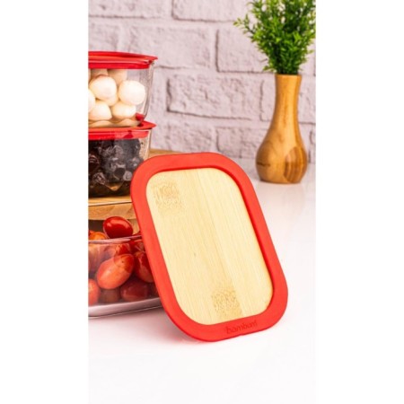 Bambum Trios 3'Lü Sızdırmaz Kapaklı Kahvaltılık Büyük Kırmızı B5325