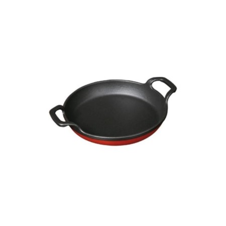 Parlak Mat Emayeli Yuvarlak Düz Sahan Parlak Kırmızı 16 Cm