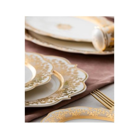 Queen Elizabeth Rosalında Emboss Gold 12 Kişilik 60 Parça Yemek Takımı GBY-06263