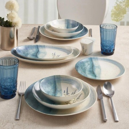 Güral Porselen GBSATN30YTM2984 Atına 6 Kişilik 30 Parça Yemek Takımı Mat Mavi