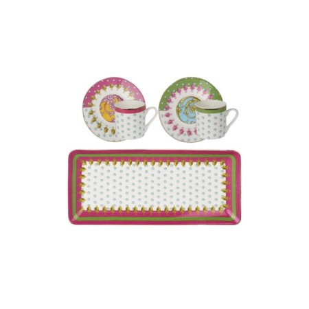 LuckyArt Estelle Bone 2'Li Tepsili Kahve Fincan Seti LYHD565