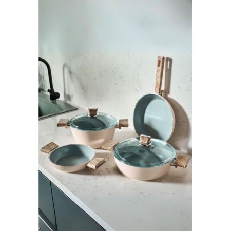 Hisar Cera-Ten 6 Parça Seramik Tencere Seti Ahşap Sap