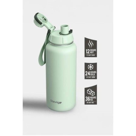 Stevıg 1 Hand Leak Proof Sızdırmaz Çelik Termos 1000 Ml Smoke Green ST-218
