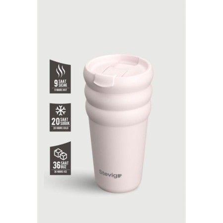 Stevıg 3 Bubble Two-Cap Straw Tumbler Çelik Termos 600 Ml Soft Quartz ST-248