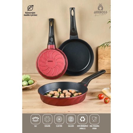 Amboss Vento 3 Parça Tava Seti Kırmızı VEN-2100