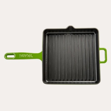 Parlak Mat Emayeli Degrade Koyu Yeşil 25*25 Cm Kare Izgara Tava