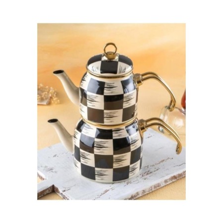 Acar Qualita-King Mini Emaye Dama Çaydanlık Takımı Fildişi XAP-05758