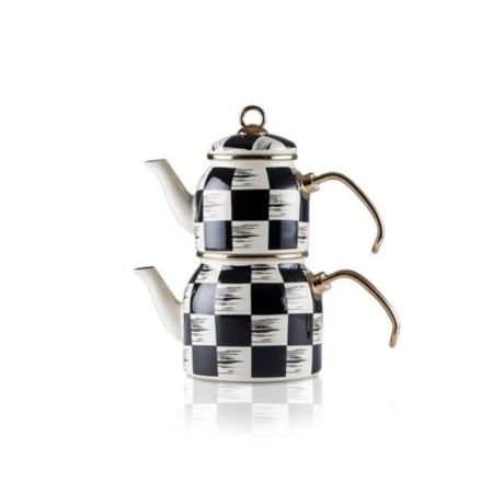 Acar Qualita-King Mini Emaye Dama Çaydanlık Takımı Fildişi XAP-05758