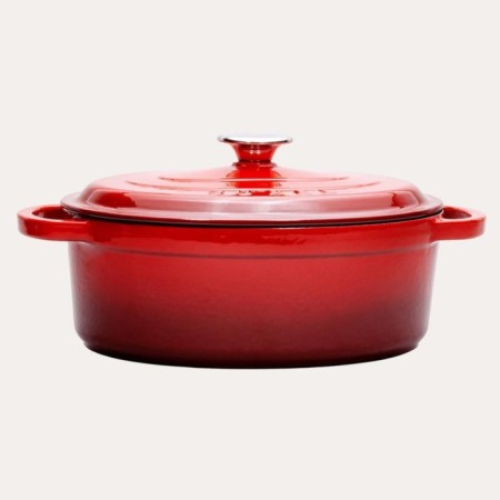 Parlak Mat Emayeli Degrade Kırmızı 23*29 Cm Oval Tencere