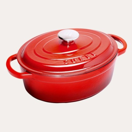 Parlak Mat Emayeli Degrade Kırmızı 23*29 Cm Oval Tencere