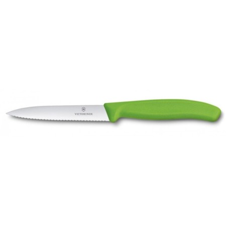 Victorinox SwissClassic 10 Cm Yeşil Tırtıklı Soyma Bıçağı 6.7736.L4