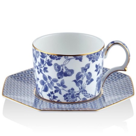 Tea Delight Regency Damask Çay Fincan ve Tabak Mavi 5DDC-B11120RD4