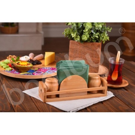 Bambum Elcoda Peçetelikli Tuzluk Ve Biberlik B0880