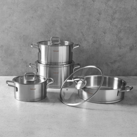 Hisar Lusso 8 Parça Çelik Tencere Takımı Saten
