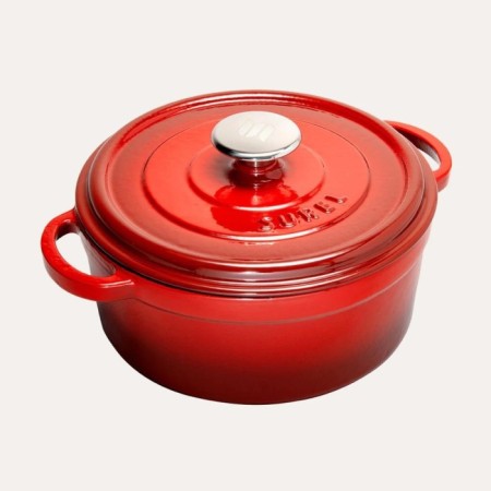 Sürel Mat Emayeli Degrade Kırmızı 20 Cm Yuvarlak Döküm Tencere