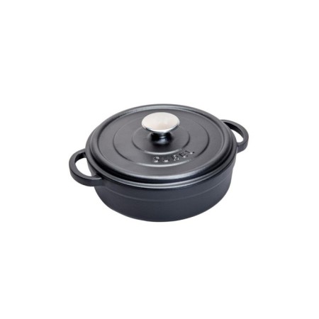 Parlak Mat Emayeli 24 Cm Yuvarlak Sığ Tencere Mat Siyah