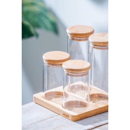 Acar Malıbu 4'Lü Bambu Standlı Baharatlık LND-07563