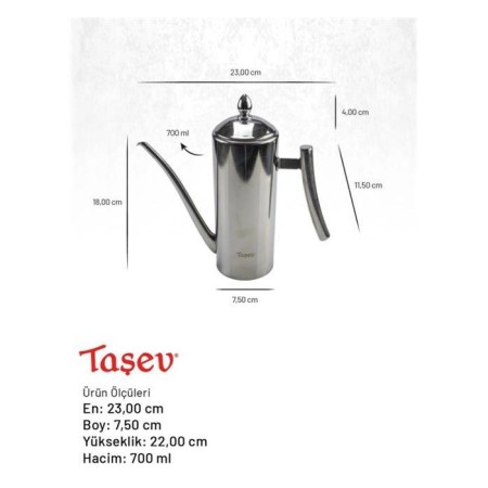 Taşev Zed Çok Amaçlı Çelik Demlik 700 Ml T6358