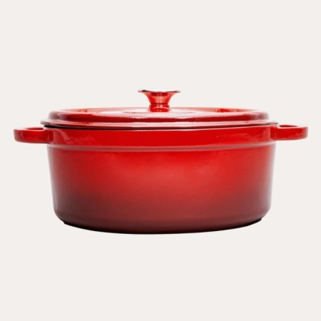 Parlak Mat Emayeli Degrade Kırmızı 28 Cm Yuvarlak Tencere