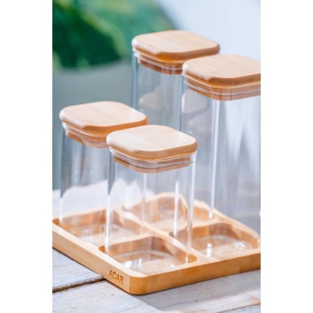 Acar Malıbu 4'Lü Bambu Standlı Baharatlık LND-07561