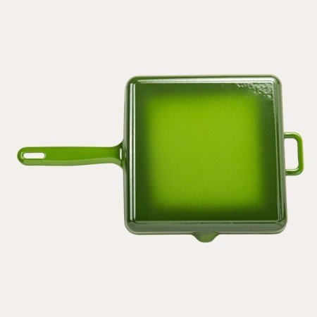 Parlak Mat Emayeli Degrade Koyu Yeşil 25*25 Cm Kare Izgara Tava