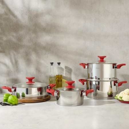 Hisar Vega Bakalit 8 Parça Tencere Takımı Soft Touch Kiremit Kırmızı