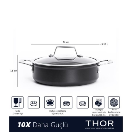Maxx Doria Thor 24 Cm Kısa Tencere PA3036