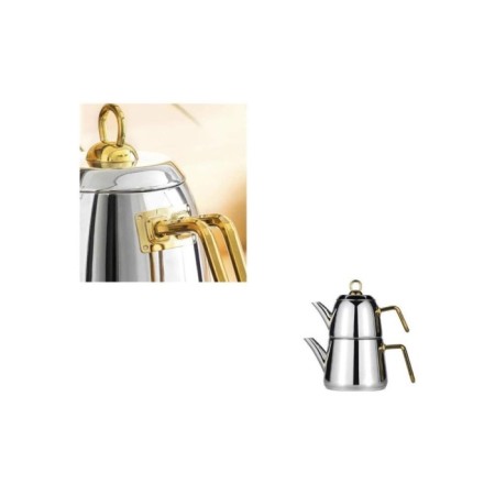 Amboss Diamond Orta Boy Altın Çelik Saplı Çaydanlık Takımı DİA-4660