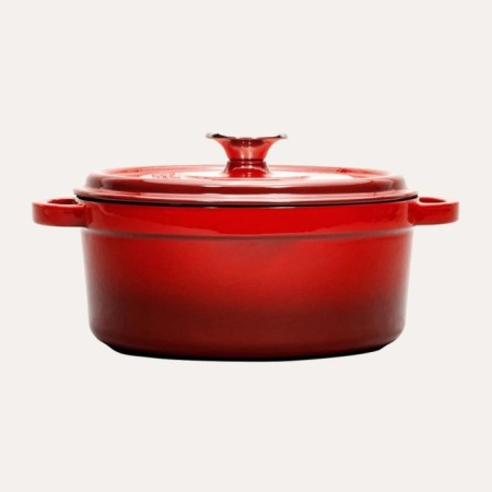 Sürel Mat Emayeli Degrade Kırmızı 20 Cm Yuvarlak Döküm Tencere