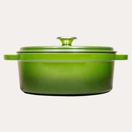 Parlak Mat Emayeli Degrade Koyu Yeşil 28 Cm Yuvarlak Tencere