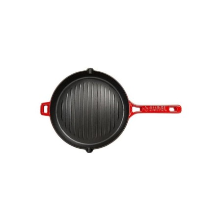 Parlak Mat Emayeli Degrade Kırmızı 26 Cm Yuvarlak Bombe Izgara Tava