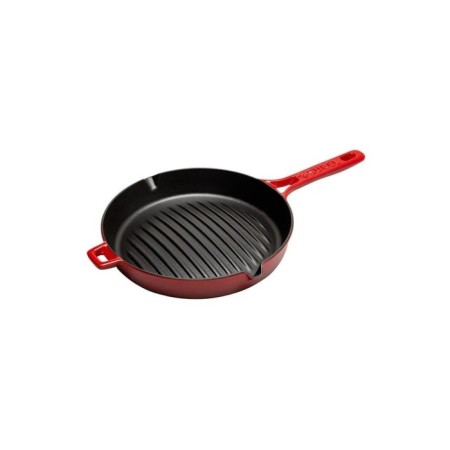 Parlak Mat Emayeli Degrade Kırmızı 26 Cm Yuvarlak Bombe Izgara Tava