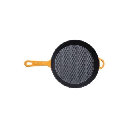 Parlak Mat Emayeli Degrade Turuncu 28 Cm Yuvarlak Cam Kapaklı Tava