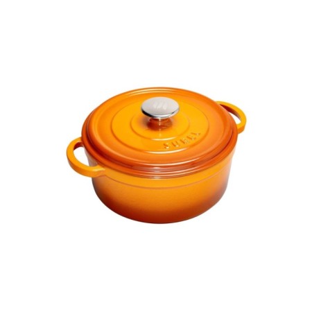 Parlak Mat Emayeli Degrade Turuncu 24 Cm Yuvarlak Tencere